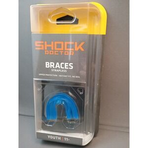 Shock Doctor Braces Upper Mouthguard Youth 11 Sports Orthodontics Strapless Blue